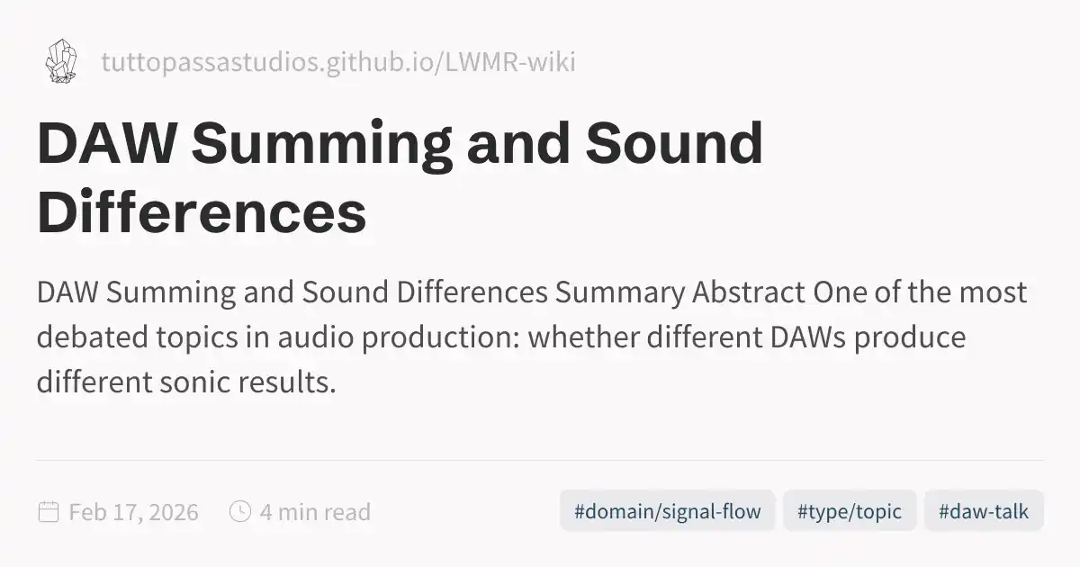 DAW Summing and Sound Differences