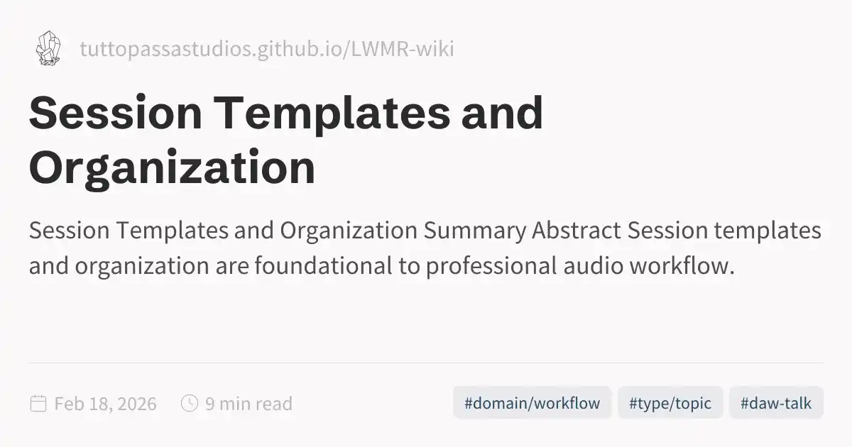 Session Order Session Templates and Organization